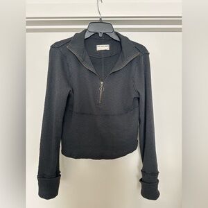 We The Free Blue Ribbed 3/4 Zip-Up Sweater